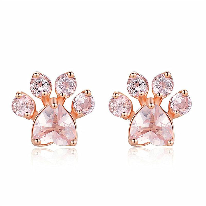 Lisslune | Earrings Cat Paw Rose Quartz (1 Pair)