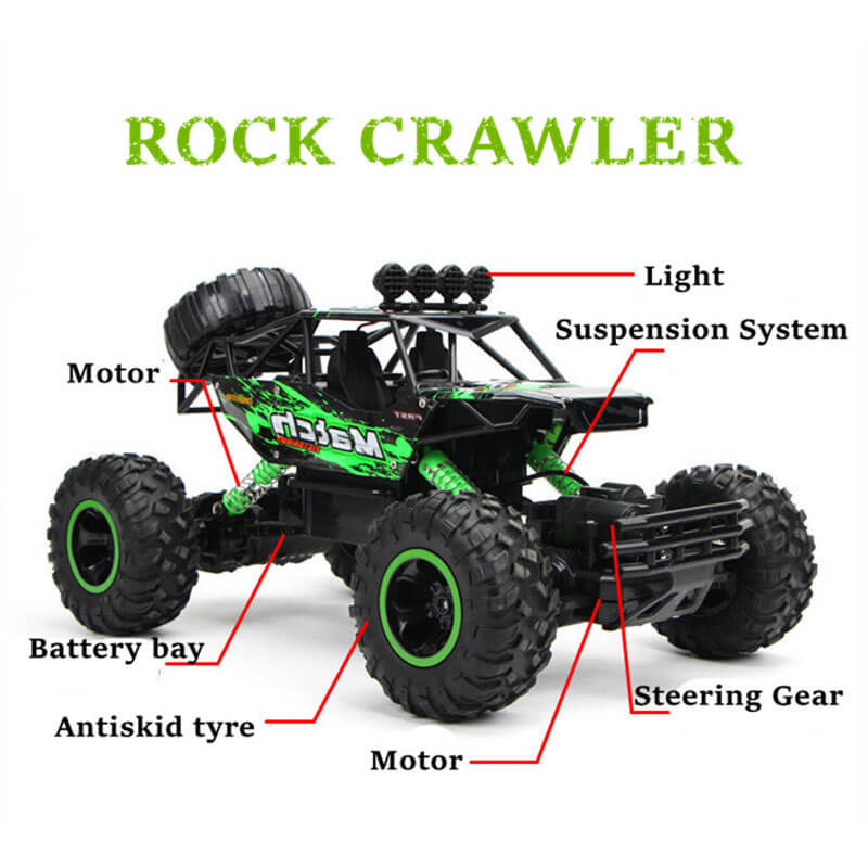 Lisslune | Remote-Controlled Car, 4x4, Monster Truck, Rock Crawler, 2.4 G, Offroad Climbing Car