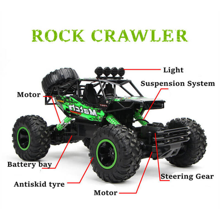 Lisslune | Remote-Controlled Car, 4x4, Monster Truck, Rock Crawler, 2.4 G, Offroad Climbing Car