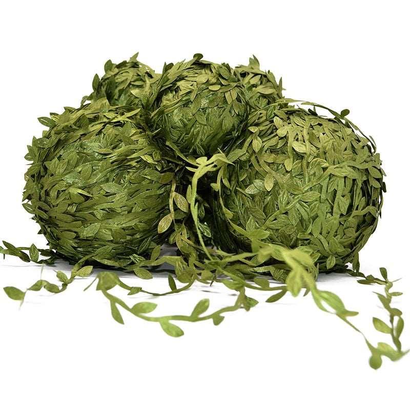 Lisslune | Lush Green Silk Leaf Garland - 10 Meters for elegant home decor and creative craft projects