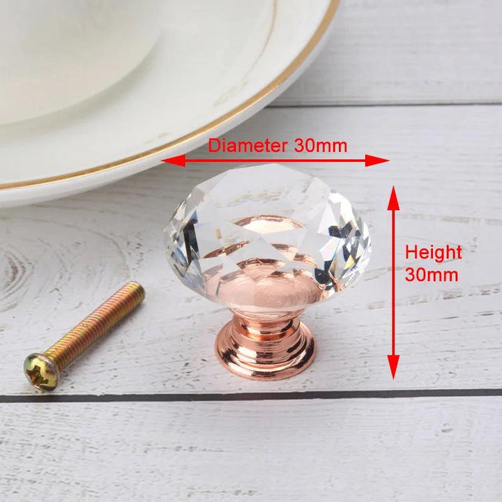 Lisslune | Luxurious diamond-shaped glass knobs with elegant gold accents to enhance home decor