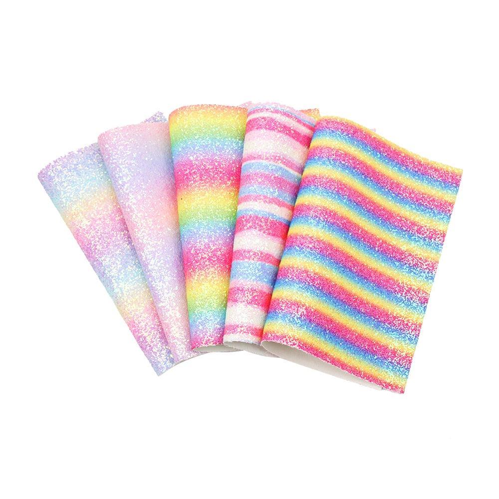 Lisslune | Iridescent Rainbow Glitter Synthetic Leather Leaves for Elegant DIY Masterpieces