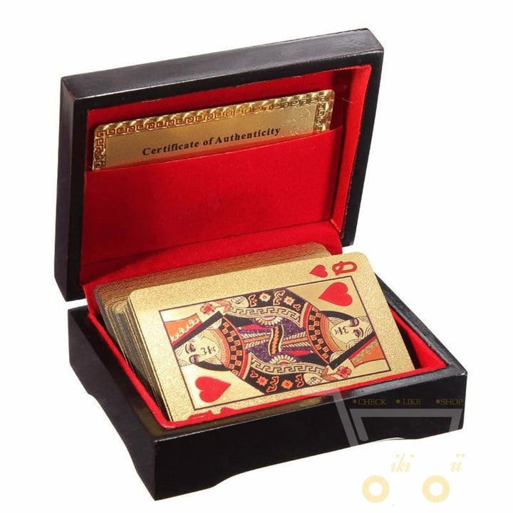 Lisslune | 24K Gold Plated Playing Card with Wooden Box