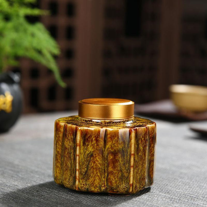 Lisslune | Elegant Vintage Chinese Ceramic Tea Storage Containers - Set of 2 in Green & Black