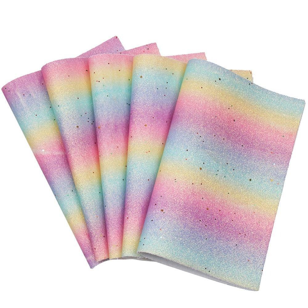 Lisslune | Iridescent Rainbow Glitter Synthetic Leather Leaves for Elegant DIY Masterpieces