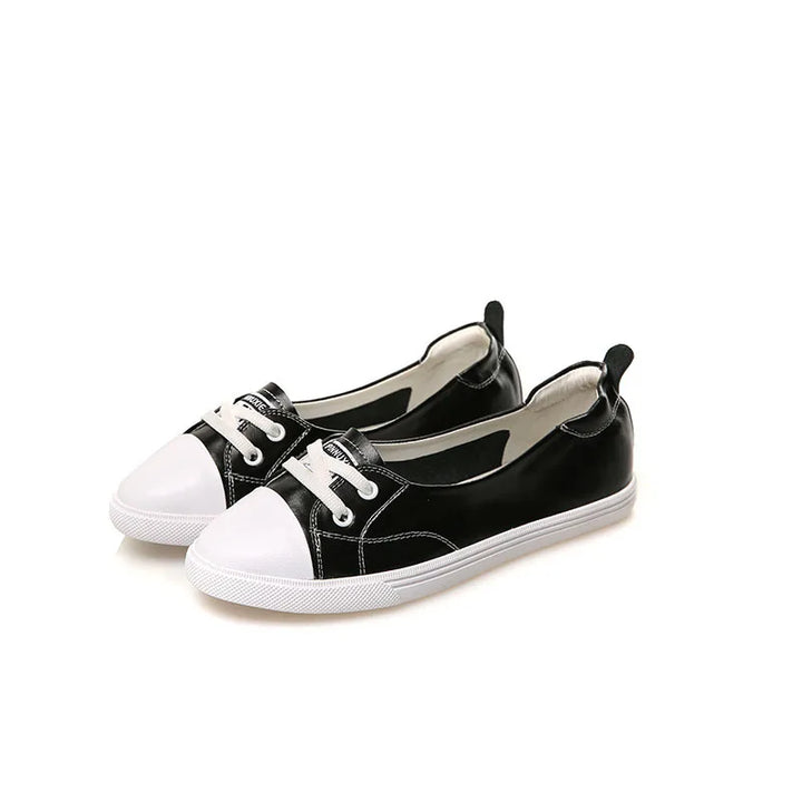 Lisslune | 100% Genuine Leather Shoes Women Flat Casual Shoes Soft Cowhide White Flats