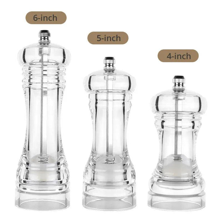 Lisslune |Versatile clear acrylic pepper mill with adjustable grinding levels