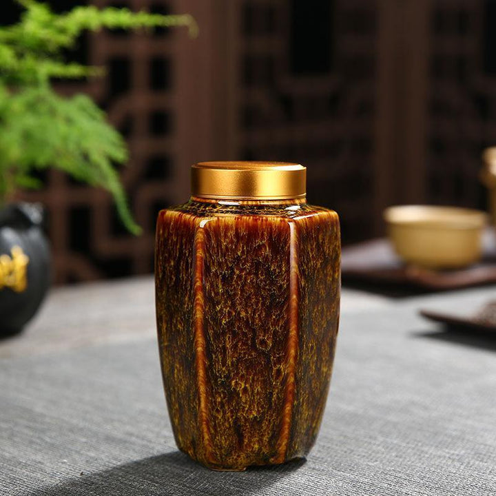 Lisslune | Elegant Vintage Chinese Ceramic Tea Storage Containers - Set of 2 in Green & Black