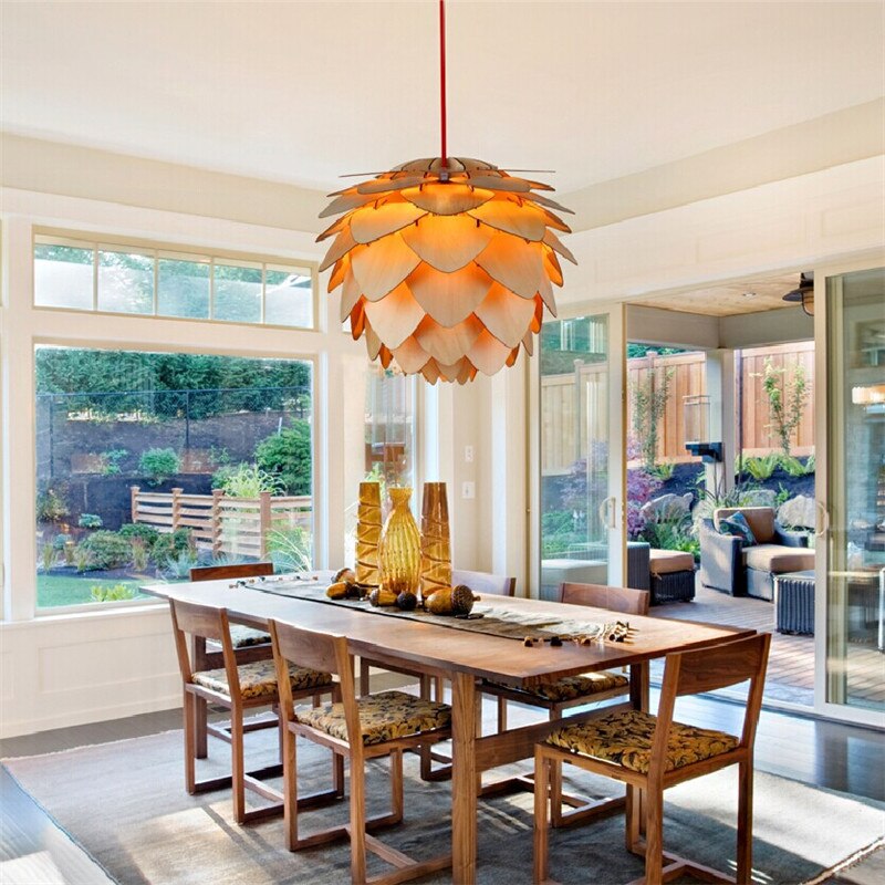 Lisslune | Handcrafted Wooden Pine Cone Pendant Light
