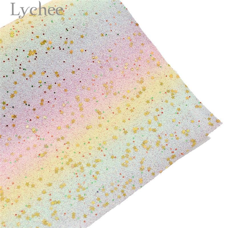Lisslune | Vibrant Rainbow Glitter Synthetic Leather - Perfect for Eye-Catching DIY Creations