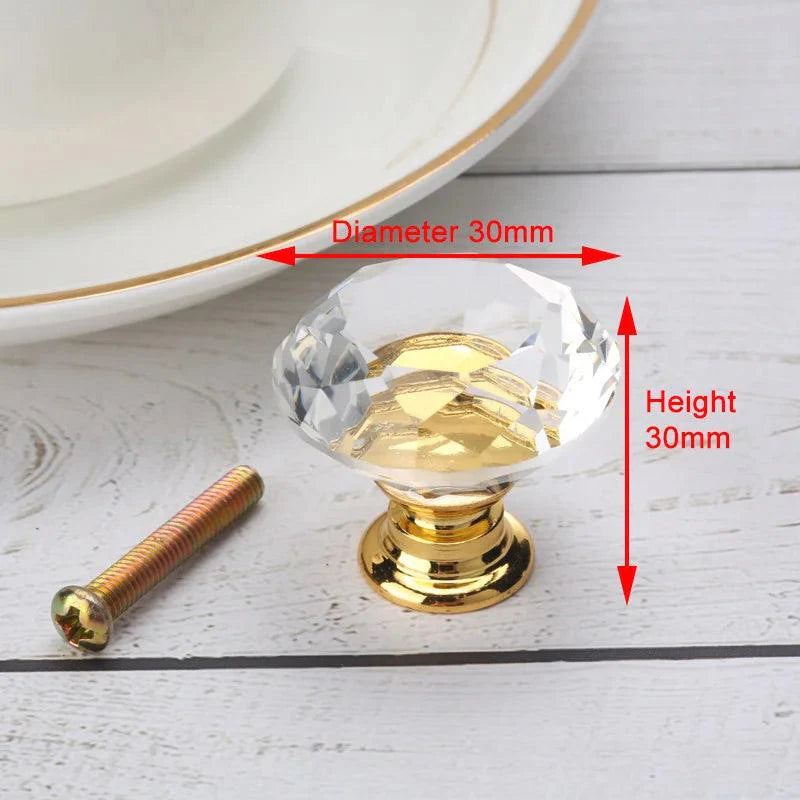 Lisslune | Luxurious diamond-shaped glass knobs with elegant gold accents to enhance home decor