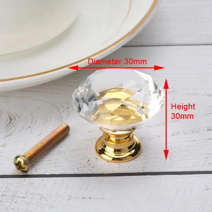 Lisslune | Luxurious diamond-shaped glass knobs with elegant gold accents to enhance home decor