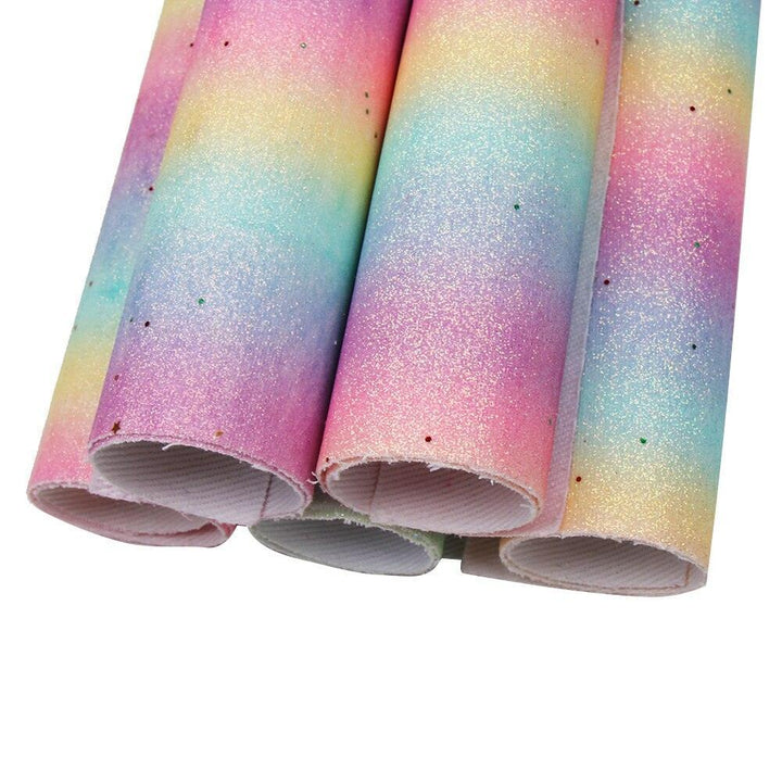 Lisslune | Iridescent Rainbow Glitter Synthetic Leather Leaves for Elegant DIY Masterpieces