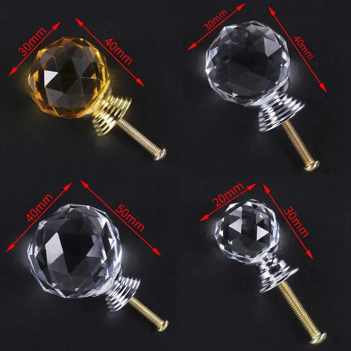 Lisslune | Exquisite Diamond-Cut Crystal Glass Cabinet Knobs for a Stylish Home Upgrade