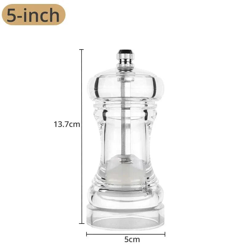 Lisslune |Versatile clear acrylic pepper mill with adjustable grinding levels