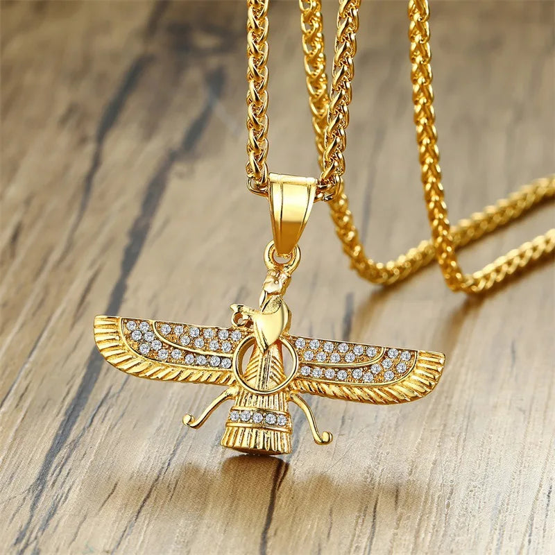 Lisslune | Rhinestone Ahura Mazda Zoroastrian Pendant Necklace