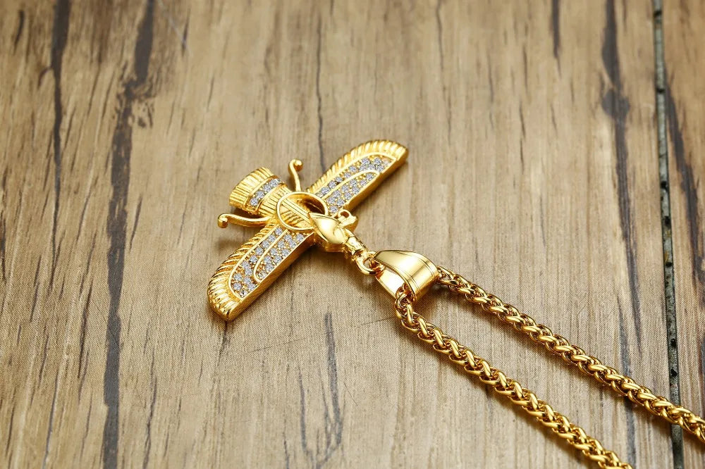 Lisslune | Rhinestone Ahura Mazda Zoroastrian Pendant Necklace