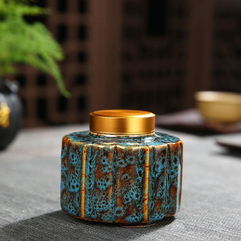 Lisslune | Elegant Vintage Chinese Ceramic Tea Storage Containers - Set of 2 in Green & Black