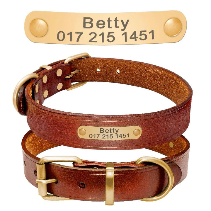 Lisslune | Customizable engraved leather dog collar for small to medium breeds - Personalized with name and contact information