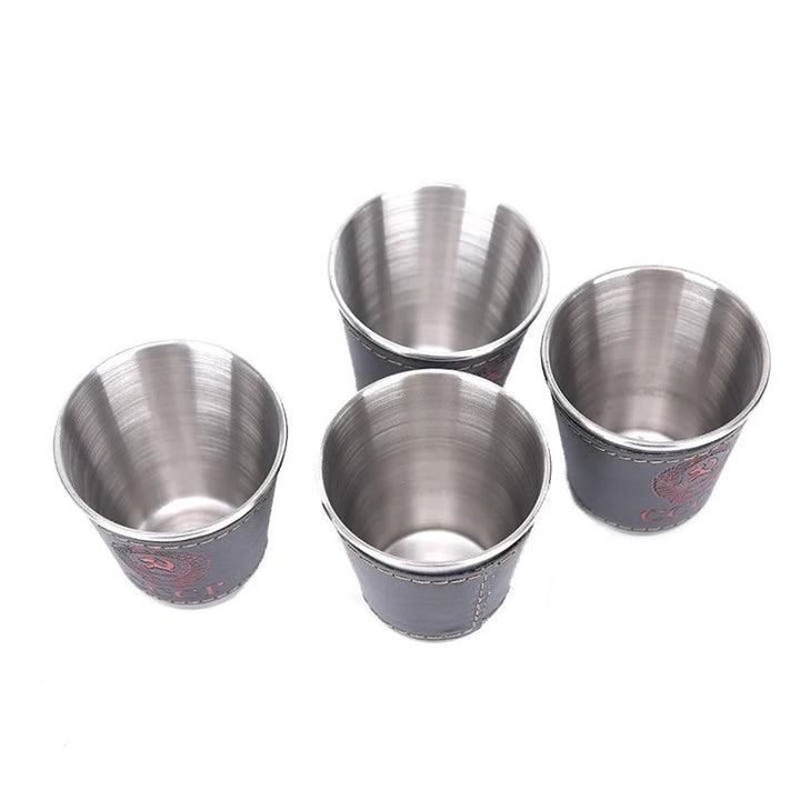 Lisslune | Stylish Outdoor Stainless Steel Travel Mug Set with Elegant PU Leather Case