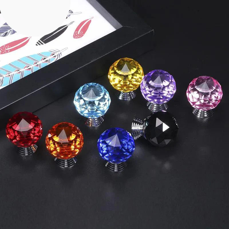 Lisslune | 30mm Colored Crystal Glass Drawer Handles for Elegant Interior Design