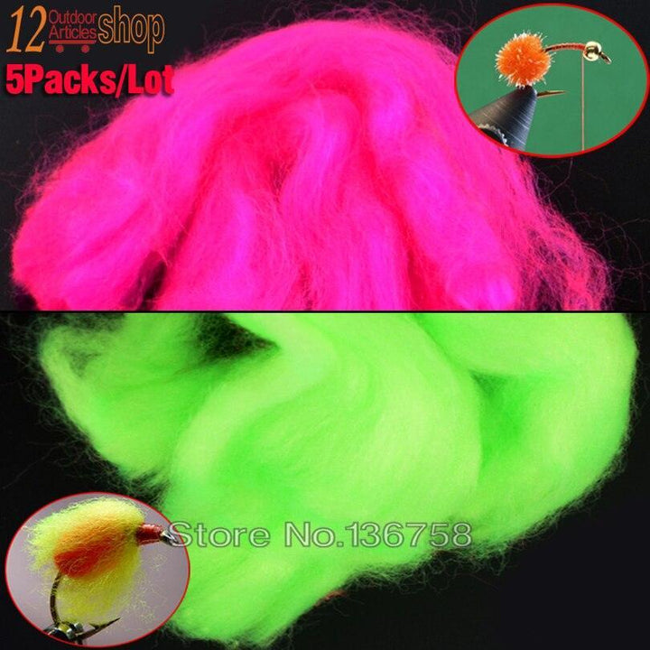 Lisslune | Vibrant Rose Red & Green Trout Fishing Egg Fly Yarn Set - Premium 5-Pack