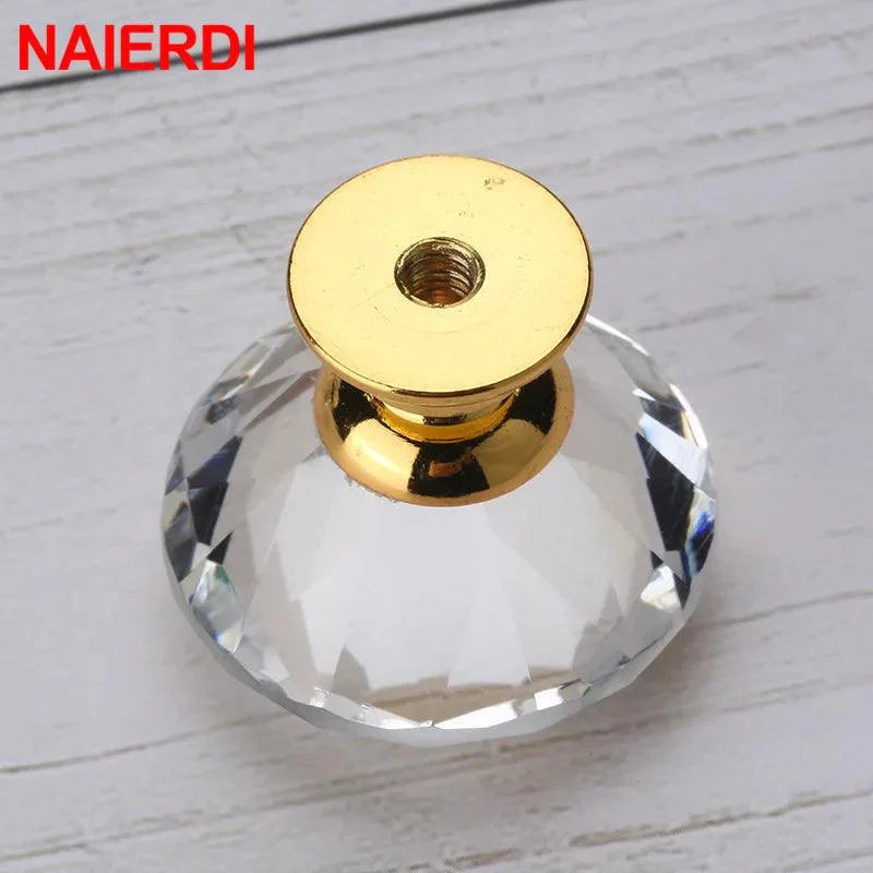 Lisslune | Luxurious diamond-shaped glass knobs with elegant gold accents to enhance home decor