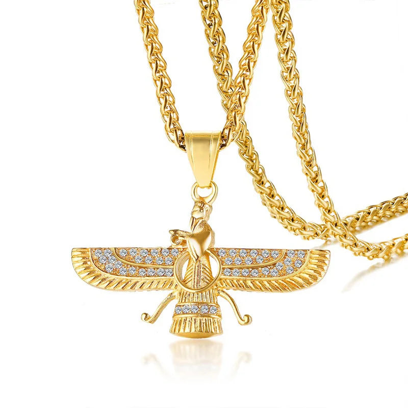 Lisslune | Rhinestone Ahura Mazda Zoroastrian Pendant Necklace