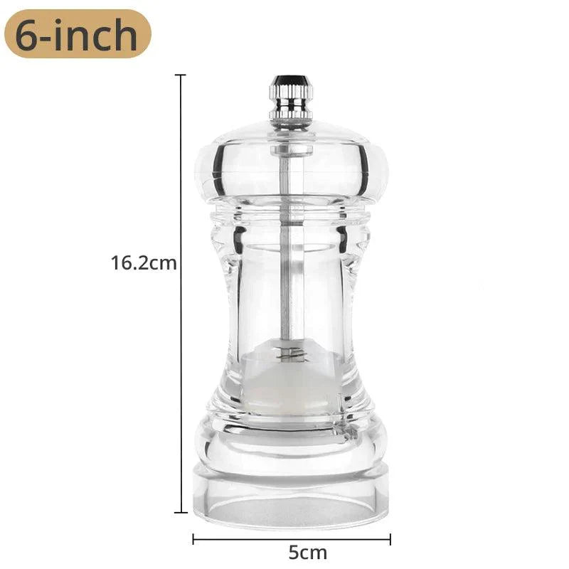Lisslune |Versatile clear acrylic pepper mill with adjustable grinding levels