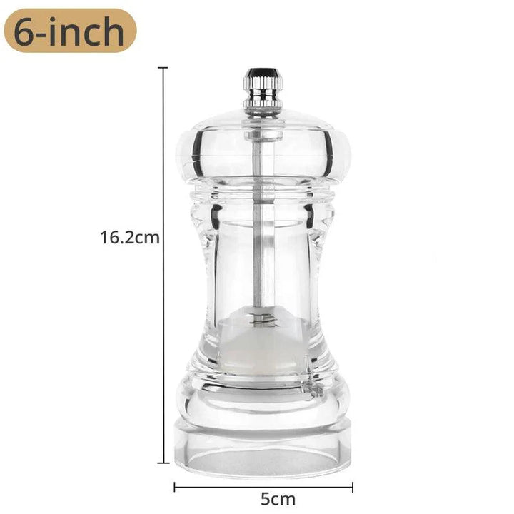 Lisslune |Versatile clear acrylic pepper mill with adjustable grinding levels