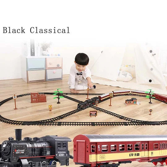 Lisslune | Deluxe 39-Piece HO Scale Model Train Set with Real Smoke, Lights & Oval Track