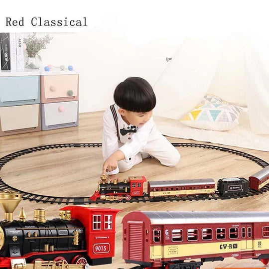 Lisslune | Deluxe 39-Piece HO Scale Model Train Set with Real Smoke, Lights & Oval Track