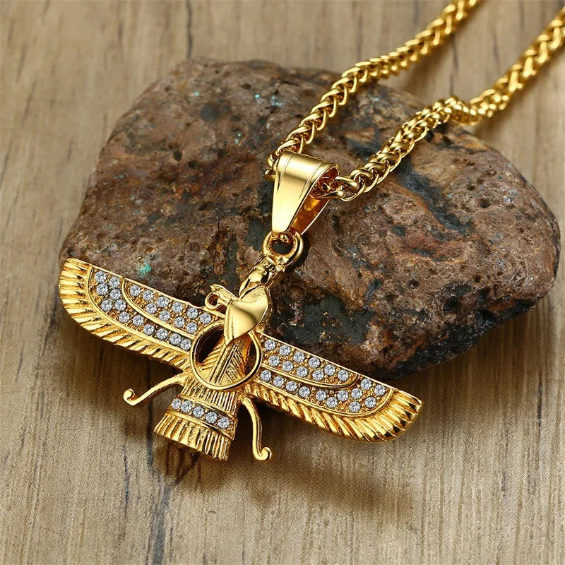 Lisslune | Rhinestone Ahura Mazda Zoroastrian Pendant Necklace