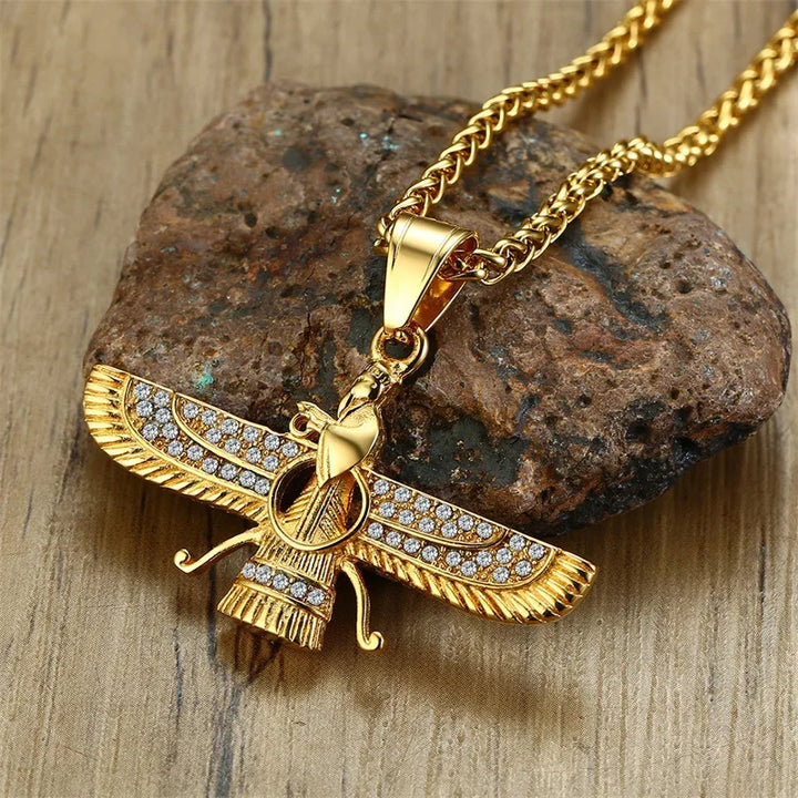 Lisslune | Rhinestone Ahura Mazda Zoroastrian Pendant Necklace