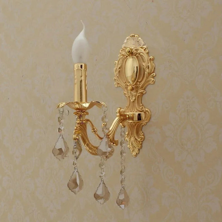 Lisslune | RegalGlow - Baroque Wall Lamp in Gold with Crystal Accents