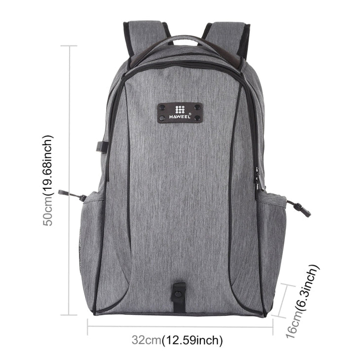 Lisslune | HAWEEL Outdoor Portable Canvas Double Shoulder Laptop Backpack (Gray)