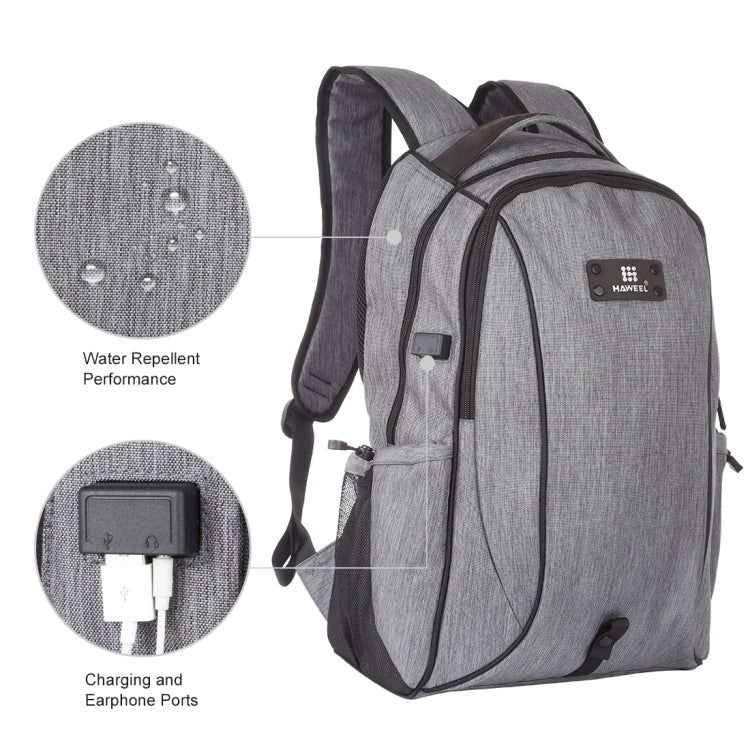 Lisslune | HAWEEL Outdoor Portable Canvas Double Shoulder Laptop Backpack (Gray)