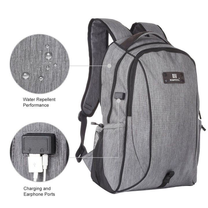 Lisslune | HAWEEL Outdoor Portable Canvas Double Shoulder Laptop Backpack (Gray)