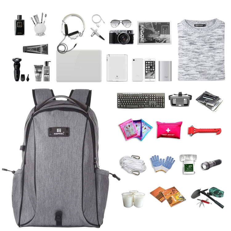Lisslune | HAWEEL Outdoor Portable Canvas Double Shoulder Laptop Backpack (Gray)