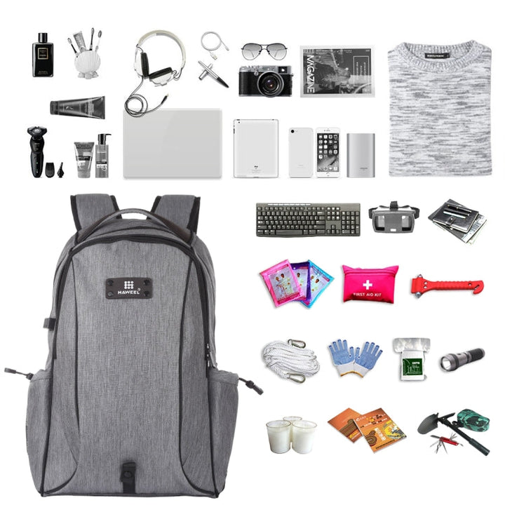Lisslune | HAWEEL Outdoor Portable Canvas Double Shoulder Laptop Backpack (Gray)