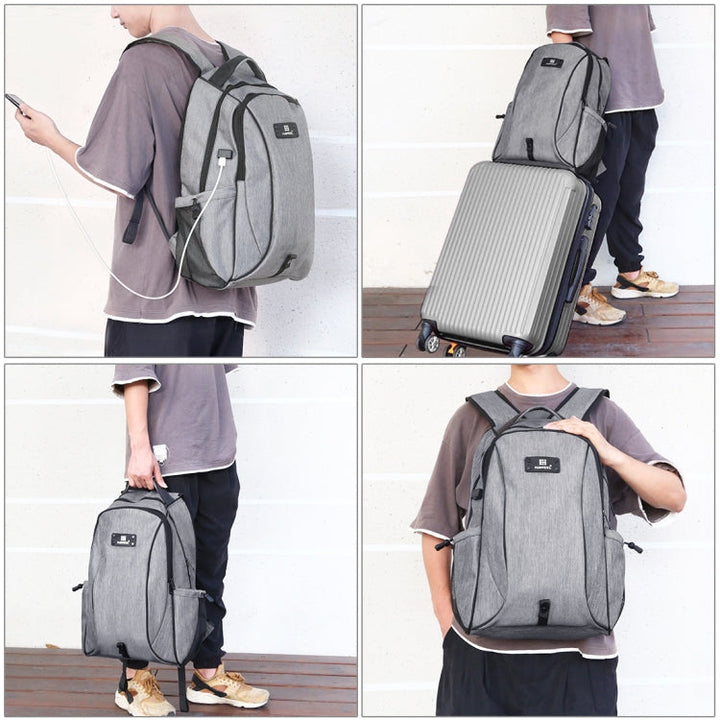 Lisslune | HAWEEL Outdoor Portable Canvas Double Shoulder Laptop Backpack (Gray)