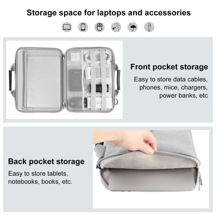 Lisslune | HAWEEL 14.0 inch - 16.0 inch briefcase crossbody laptop bag for Macbook, Lenovo Thinkpad, ASUS, HP (Gray)