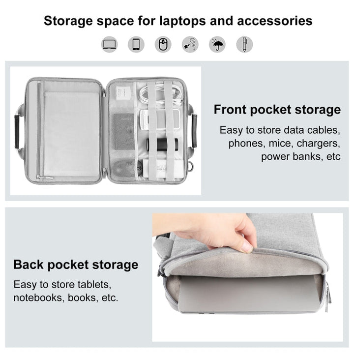Lisslune | HAWEEL 14.0 inch - 16.0 inch briefcase crossbody laptop bag for Macbook, Lenovo Thinkpad, ASUS, HP (Gray)