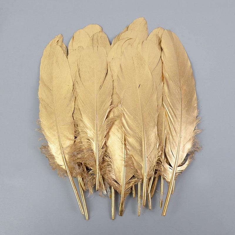 Lisslune | Glamorous Gold Tipped Feather Craft Set for Elegant Event Enhancements