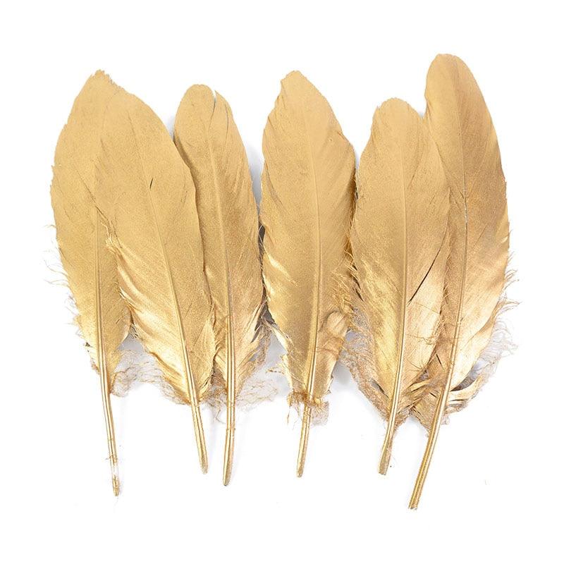 Lisslune | Glamorous Gold Tipped Feather Craft Set for Elegant Event Enhancements