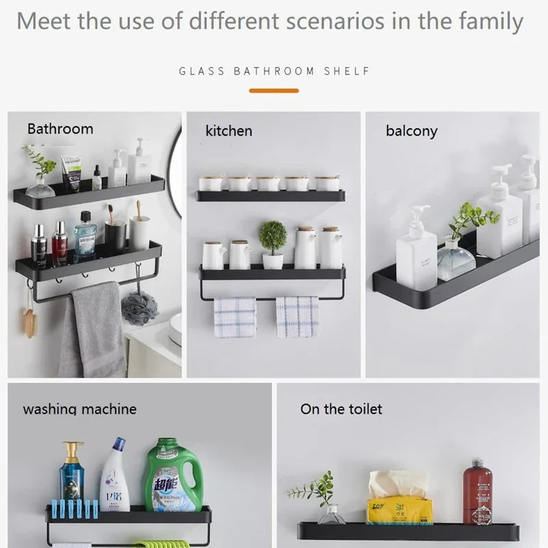 Lisslune | black wall-mounted storage shelf