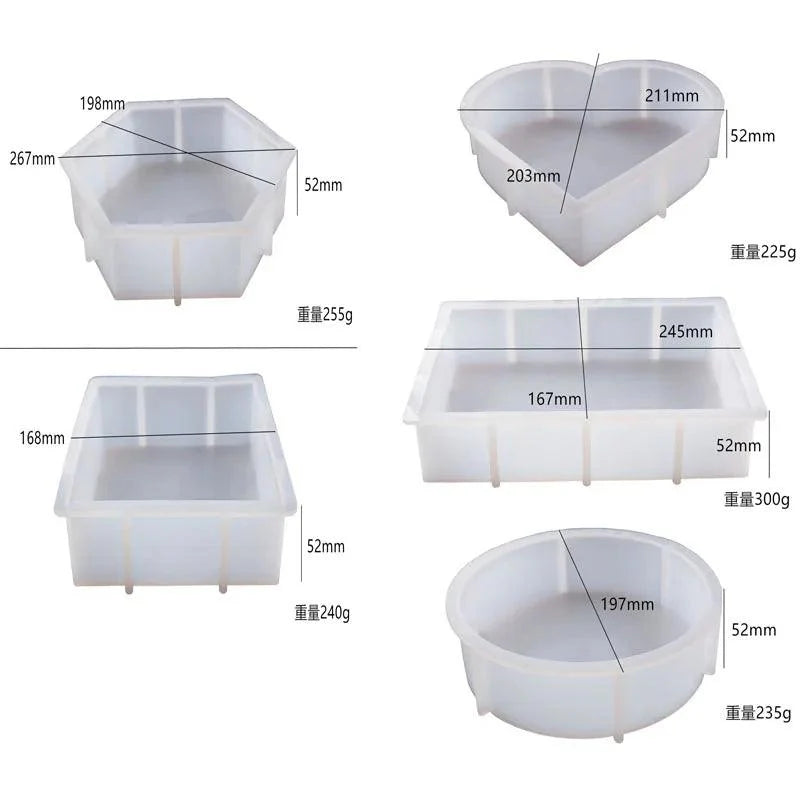Lisslune | DIY Crystal Silicone Resin Molds – Large Cube, Heart, Round and Rectangular Geometry Molds for Resin Pouring