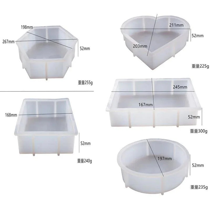 Lisslune | DIY Crystal Silicone Resin Molds – Large Cube, Heart, Round and Rectangular Geometry Molds for Resin Pouring