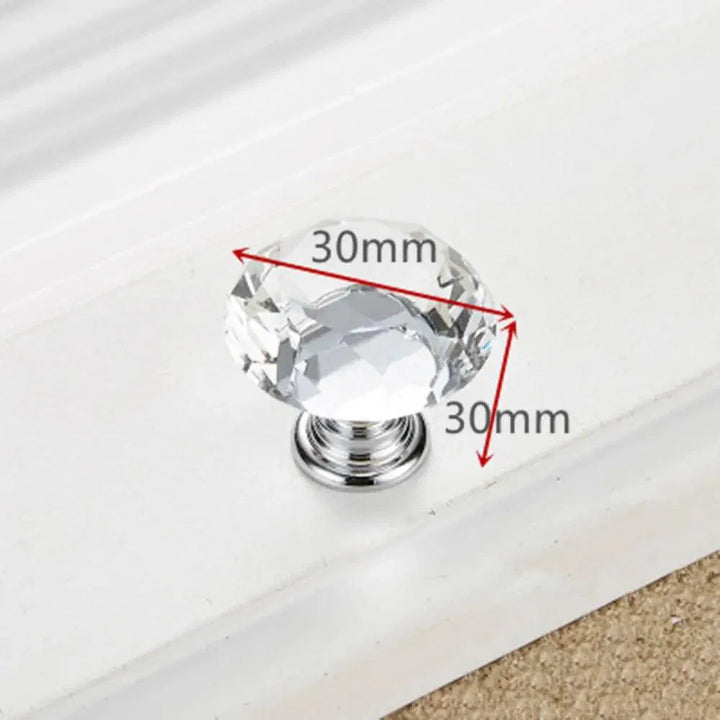 Lisslune | Elegant 30mm Diamond Crystal Glass Cabinet and Drawer Handles for a Glamorous Touch