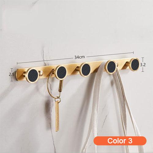 Lisslune | Elegant Luxe Gold Brass Wall Hook Rack with 5 Sturdy Hooks - Stylish Storage Solution